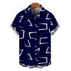 Vacation Couple Outfit Geometric Line Print Bowknot Pocket Off the Shoulder Jumpsuit and Shirt Set - Bleu profond S | US 4