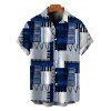 Men's Vacation Shirt Geometric Tribal Print Zig Zag Patchwork Print Button Up Shirt - Bleu 5XL