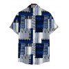 Men's Vacation Shirt Geometric Tribal Print Zig Zag Patchwork Print Button Up Shirt - Bleu 5XL