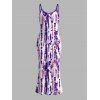 Vacation Dress Snake Skin Tie Dye Print Spaghetti Strap Maxi Bodycon Dress - Pourpre XXL | US 14