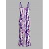 Vacation Dress Snake Skin Tie Dye Print Spaghetti Strap Maxi Bodycon Dress - Pourpre XXL | US 14