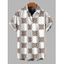 Men's Vintage Shirt Geometric Ethnic Print Button Up Shirt - Brun 5XL