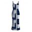 Vacation Dress Geometric Tribal Print Zig Zag Patchwork Print Spaghetti Strap Maxi Bodycon Dress - Bleu XXL | US 14