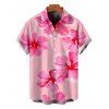 Men's Vacation Shirt Hibiscus Floral Print Button Up Summer Shirt - Rose 5XL