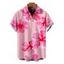 Men's Vacation Shirt Hibiscus Floral Print Button Up Summer Shirt - Rose 5XL