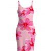 Vacation Dress Hibiscus Floral Print Spaghetti Strap Maxi Bodycon Summer Dress - Rose XXL | US 14