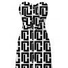 Vintage Jumpsuit Monochrome Maze Interlocking Hui Scroll Geometric Print Bowknot Pocket Off the Shoulder Jumpsuit - Noir XXL | US 14
