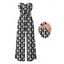 Vintage Jumpsuit Monochrome Maze Interlocking Hui Scroll Geometric Print Bowknot Pocket Off the Shoulder Jumpsuit - Noir XXL | US 14