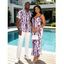 Vacation Couple Outfit Snake Skin Tie Dye Print Spaghetti Strap Maxi Bodycon Dress and Shirt Set - Pourpre S | US 4