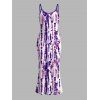 Vacation Couple Outfit Snake Skin Tie Dye Print Spaghetti Strap Maxi Bodycon Dress and Shirt Set - Pourpre S | US 4