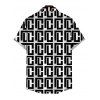 Vintage Couple Outfit Monochrome Maze Interlocking Hui Scroll Geometric Print Bowknot Pocket Off the Shoulder Jumpsuit and Shirt Set - Noir S | US 4