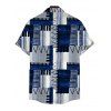 Vacation Couple Outfit Geometric Tribal Print Zig Zag Patchwork Print Spaghetti Strap Maxi Bodycon Dress and Shirt Set - Bleu S | US 4