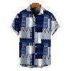 Vacation Couple Outfit Geometric Tribal Print Zig Zag Patchwork Print Spaghetti Strap Maxi Bodycon Dress and Shirt Set - Bleu S | US 4