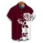 Men's Vacation Shirt Contract Color Rose Floral Print Button Up Shirt - Rouge Vineux 5XL