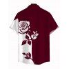 Men's Vacation Shirt Contract Color Rose Floral Print Button Up Shirt - Rouge Vineux 5XL