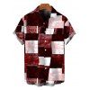Men's Vacation Shirt Oil Painting Geometric Patchwork Print Button Up Shirt - Rouge Vineux 5XL