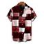 Men's Vacation Shirt Oil Painting Geometric Patchwork Print Button Up Shirt - Rouge Vineux 5XL