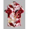 Men's Vacation Shirt Marble Fluid Swirl Tie Dye Print Button Up Shirt - Rouge Vineux 5XL