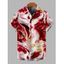 Men's Vacation Shirt Marble Fluid Swirl Tie Dye Print Button Up Shirt - Rouge Vineux 5XL