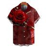 Men's Vacation Shirt Rose Floral Metallic Gold Scroll Vine Print Button Up Shirt - Rouge Vineux 5XL