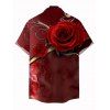 Men's Vacation Shirt Rose Floral Metallic Gold Scroll Vine Print Button Up Shirt - Rouge Vineux 5XL