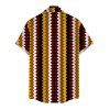 Men's Hawaiian Vacation Shirt Colorblock Zig Zag Print Button Up Shirt - Rouge Vineux 5XL