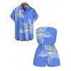 Vacation Couple Outfit Lily Floral Print Pocket Off the Shoulder Romper and Shirt Set - Pers S | US 4