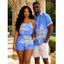 Vacation Couple Outfit Lily Floral Print Pocket Off the Shoulder Romper and Shirt Set - Pers S | US 4