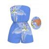 Vacation Couple Outfit Lily Floral Print Pocket Off the Shoulder Romper and Shirt Set - Pers S | US 4