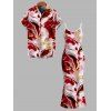 Vacation Couple Outfit Marble Fluid Swirl Tie Dye Print Bodycon Mermaid Maxi Dress and Shirt Set - Rouge Vineux S | US 4