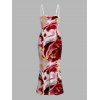 Vacation Couple Outfit Marble Fluid Swirl Tie Dye Print Bodycon Mermaid Maxi Dress and Shirt Set - Rouge Vineux S | US 4