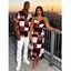 Vacation Couple Outfit Oil Painting Geometric Patchwork Print Pocket Spaghetti Strap Dress and Shirt Set - Rouge Vineux S | US 4