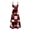 Vacation Couple Outfit Oil Painting Geometric Patchwork Print Pocket Spaghetti Strap Dress and Shirt Set - Rouge Vineux S | US 4