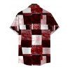 Vacation Couple Outfit Oil Painting Geometric Patchwork Print Pocket Spaghetti Strap Dress and Shirt Set - Rouge Vineux S | US 4