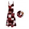 Vacation Couple Outfit Oil Painting Geometric Patchwork Print Pocket Spaghetti Strap Dress and Shirt Set - Rouge Vineux S | US 4