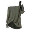 Women Outfit Solid Color Textured Skew Neck Top and Zipper Buckle Leggings Set - Vert Armée S | US 4