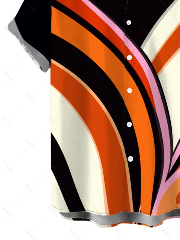Vintage Couple Outfit Colorblock Abstract Fluid Swirl Print Spaghetti Strap Maxi Bodycon Dress and Shirt Set - Noir S | US 4