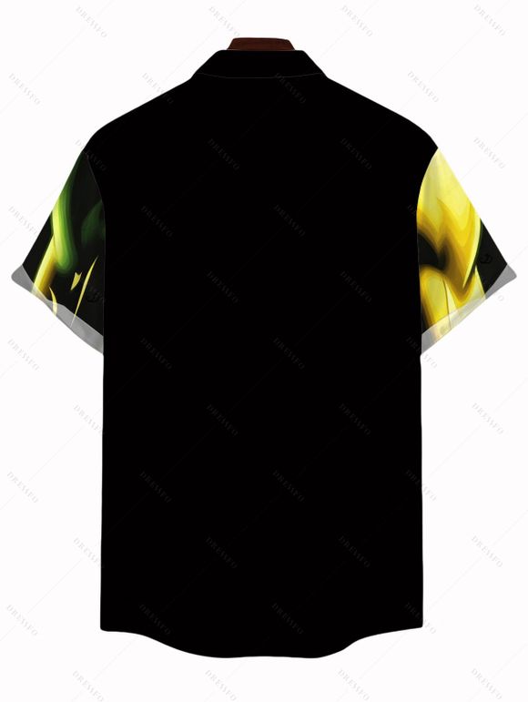 Men's Vacation Shirt Ombre Muscle Flame Print Button Up Shirt - Noir 5XL