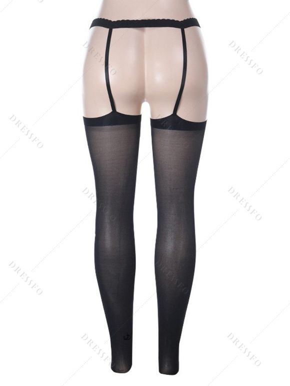 Gothic Garter Stockings Cross Decor Thigh High Socks - Noir ONE SIZE