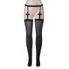 Gothic Garter Stockings Cross Decor Thigh High Socks - Noir ONE SIZE