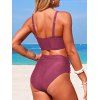 Maillot de bain tankini de plage uni, culotte froncée et torsadée, maillot de bain de vacances - Rouge Vineux XXL | US 12