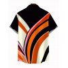 Vintage Couple Outfit Colorblock Abstract Fluid Swirl Print Spaghetti Strap Maxi Bodycon Dress and Shirt Set - Noir S | US 4