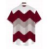 Vintage Couple Outfit Colorblock Jagged Zig Zag Print Spaghetti Strap Maxi Bodycon Dress and Shirt Set - Rouge Vineux S | US 4