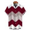 Vintage Couple Outfit Colorblock Jagged Zig Zag Print Spaghetti Strap Maxi Bodycon Dress and Shirt Set - Rouge Vineux S | US 4