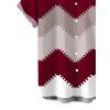 Vintage Couple Outfit Colorblock Jagged Zig Zag Print Spaghetti Strap Maxi Bodycon Dress and Shirt Set - Rouge Vineux S | US 4