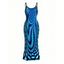Vacation Dress Gradient Swirl Psychedelic Ripple Print Spaghetti Strap Maxi Bodycon Dress - Bleu XXL | US 14