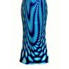 Vacation Dress Gradient Swirl Psychedelic Ripple Print Spaghetti Strap Maxi Bodycon Dress - Bleu XXL | US 14