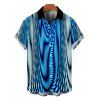 Men's Vacation Shirt Gradient Swirl Psychedelic Ripple Print Button Up Shirt - Bleu 5XL