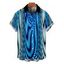 Men's Vacation Shirt Gradient Swirl Psychedelic Ripple Print Button Up Shirt - Bleu 5XL