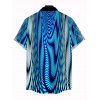 Men's Vacation Shirt Gradient Swirl Psychedelic Ripple Print Button Up Shirt - Bleu 5XL